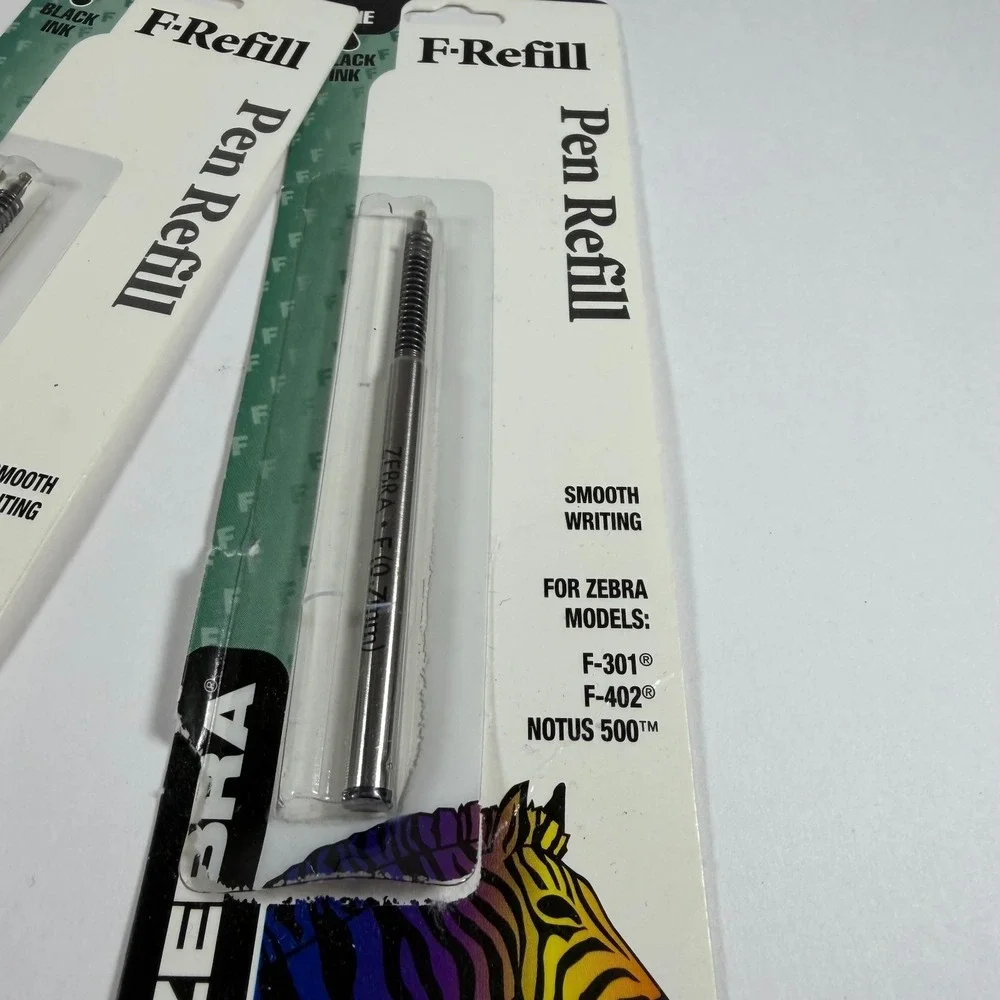 Zebra Pen Refill 0.7mm Black Ink F-301‎ F-402 NOTUS 500 (3 PenRefills)